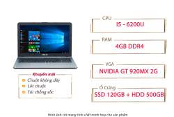 Asus X541U i5-6200U/RAM 4GB/SSD 120GB/HDD 500GB/15.6″/920M 2GB